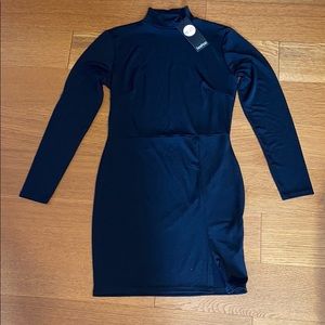 High neck little black dress